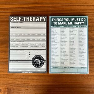 Fun Knock Knock SELF THERAPY and THINGS YOU MUST DO TO MAKE ME HAPPY Notepads